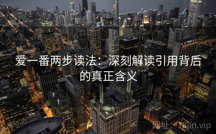 爱一番两步读法：深刻解读引用背后的真正含义