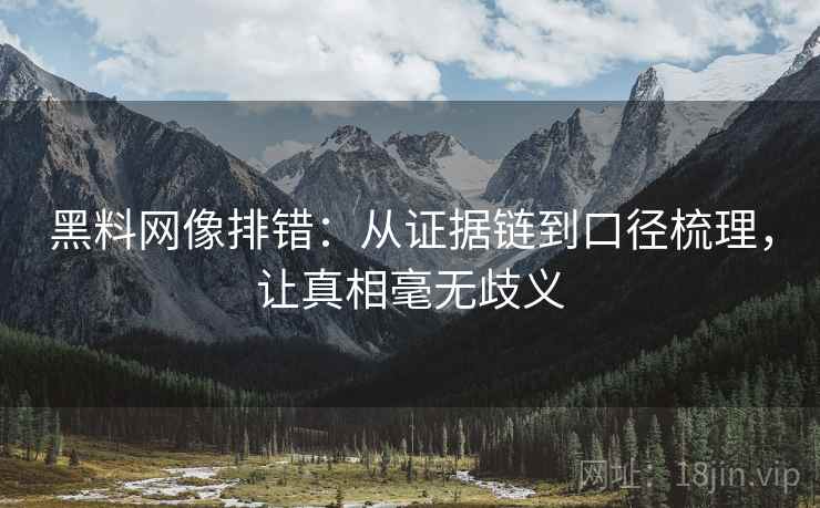 黑料网像排错：从证据链到口径梳理，让真相毫无歧义